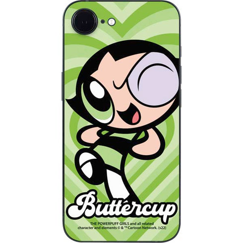 Cartoon Network Powerpuff Girls Buttercup Green Hearts iPhone 16e Skin