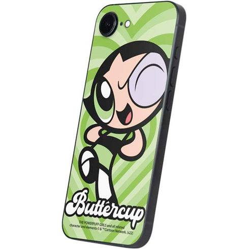 Cartoon Network Powerpuff Girls Buttercup Green Hearts iPhone 16e Skin