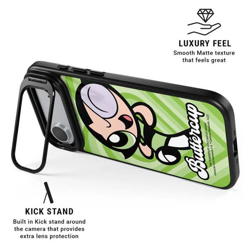 Cartoon Network Powerpuff Girls Buttercup Green Hearts iPhone 17 Air Kickstand Case