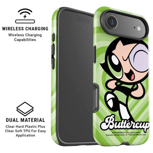 Cartoon Network Powerpuff Girls Buttercup Green Hearts iPhone 17 Air Magsafe Impact Case