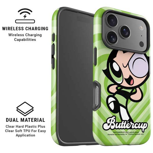 Cartoon Network Powerpuff Girls Buttercup Green Hearts iPhone 17 Pro Max Magsafe Impact Case