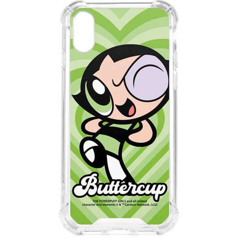 Cartoon Network Powerpuff Girls Buttercup Green Hearts iPhone XS Clear Case