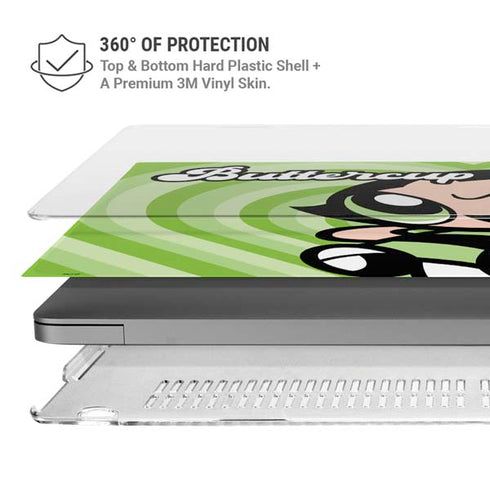Cartoon Network Powerpuff Girls Buttercup Green Hearts MacBook Pro 14in (2021-24) Case plus Skin