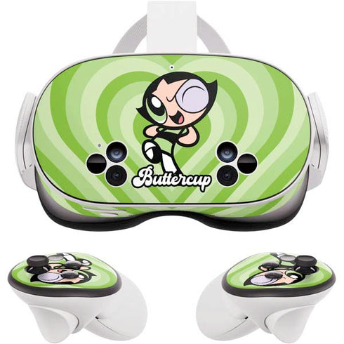 Cartoon Network Powerpuff Girls Buttercup Green Hearts Meta Quest 3S Skin