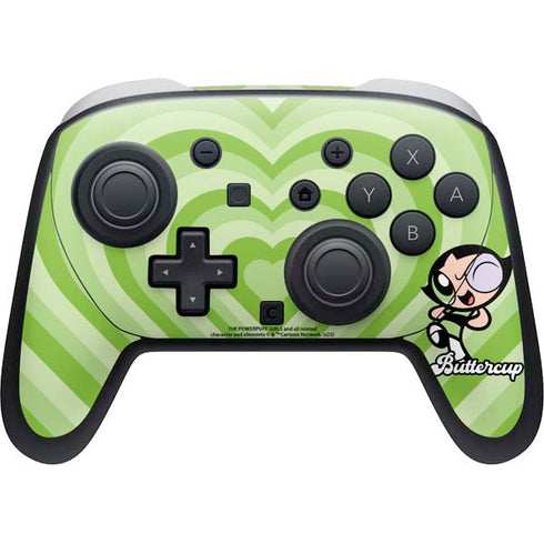 Cartoon Network Powerpuff Girls Buttercup Green Hearts Nintendo Switch 2 (2025) Pro Controller Skin