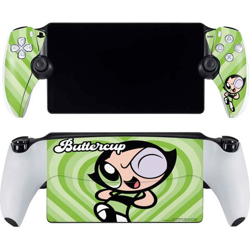 Cartoon Network Powerpuff Girls Buttercup Green Hearts PlayStation Portal Remote Player Skin