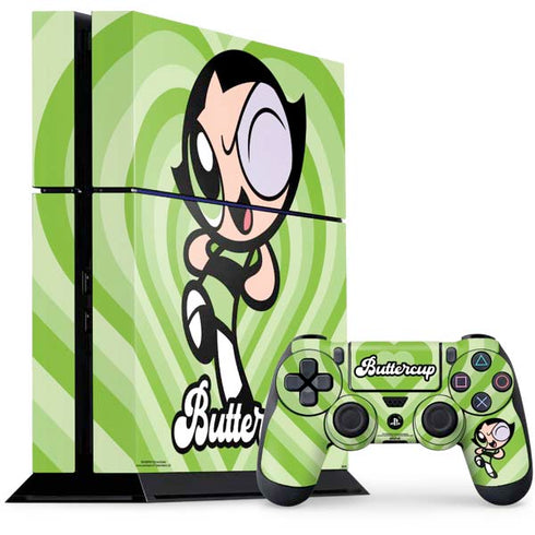 Cartoon Network Powerpuff Girls Buttercup Green Hearts PlayStation PS4 Skins