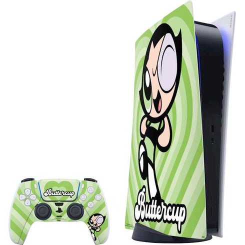 Cartoon Network Powerpuff Girls Buttercup Green Hearts PlayStation PS5 Skins