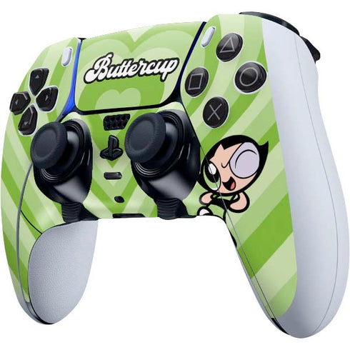 Cartoon Network Powerpuff Girls Buttercup Green Hearts PS5 DualSense Edge Pro Controller Skin