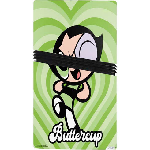 Cartoon Network Powerpuff Girls Buttercup Green Hearts PS5 Pro Console Skin