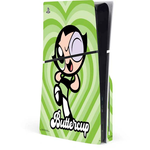 Cartoon Network Powerpuff Girls Buttercup Green Hearts PlayStation PS5 Skins