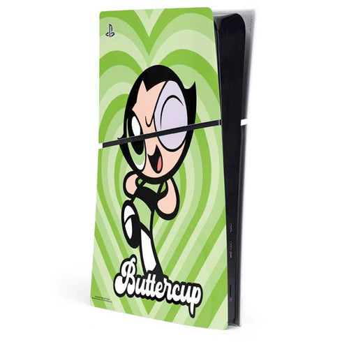 Cartoon Network Powerpuff Girls Buttercup Green Hearts PlayStation PS5 Skins