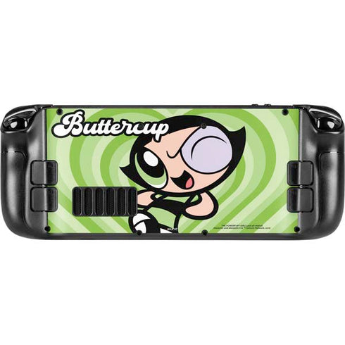 Cartoon Network Powerpuff Girls Buttercup Green Hearts Steam Deck Handheld Gaming Computer Skin