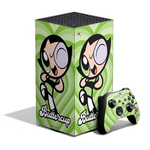 Cartoon Network Powerpuff Girls Buttercup Green Hearts XBox Series X Digital Edition Bundle Skin