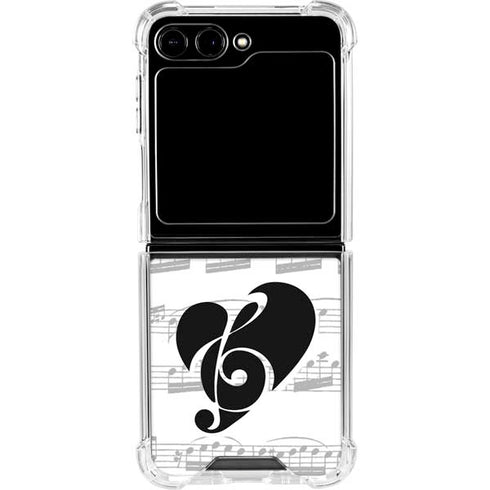 BW Musical Notes Galaxy Z Flip6 Clear Case