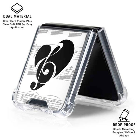 BW Musical Notes Galaxy Z Flip6 Clear Case