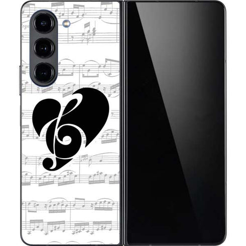 BW Musical Notes Galaxy Z Fold5 5G Skin
