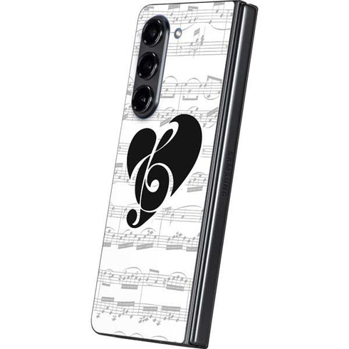 BW Musical Notes Galaxy Z Fold5 5G Skin