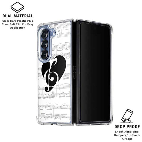 BW Musical Notes Galaxy Z Fold6 Clear Case