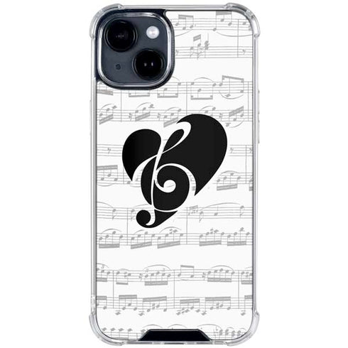 BW Musical Notes iPhone 15 Clear Case