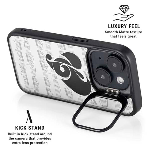 BW Musical Notes iPhone 15 Plus Kickstand Case