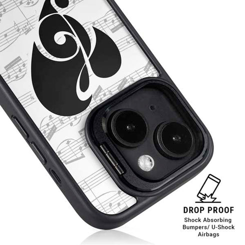 BW Musical Notes iPhone 15 Plus Kickstand Case