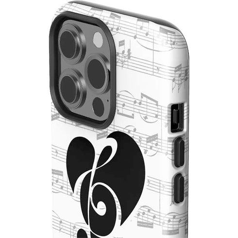 BW Musical Notes iPhone 15 Pro Impact Case
