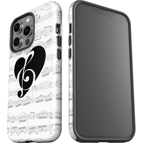 BW Musical Notes iPhone 15 Pro Impact Case