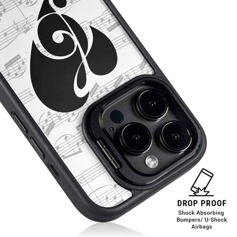 BW Musical Notes iPhone 15 Pro Max Kickstand Case