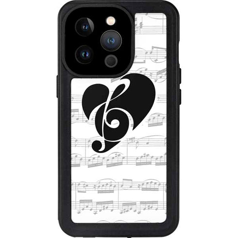 BW Musical Notes iPhone 15 Pro Waterproof Case