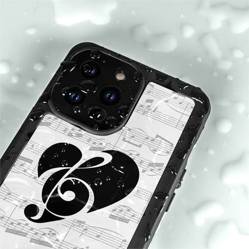 BW Musical Notes iPhone 15 Pro Waterproof Case