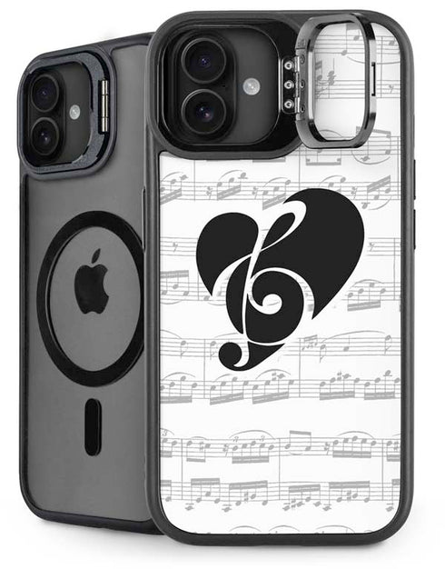BW Musical Notes iPhone 16 Kickstand Case