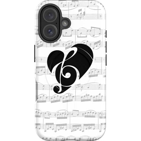 BW Musical Notes iPhone 16 Magsafe Impact Case