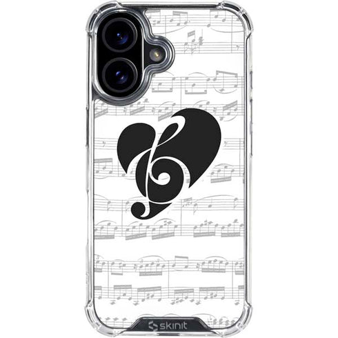 BW Musical Notes iPhone 16 Plus Clear Case