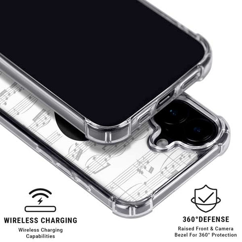 BW Musical Notes iPhone 16 Plus Clear Case