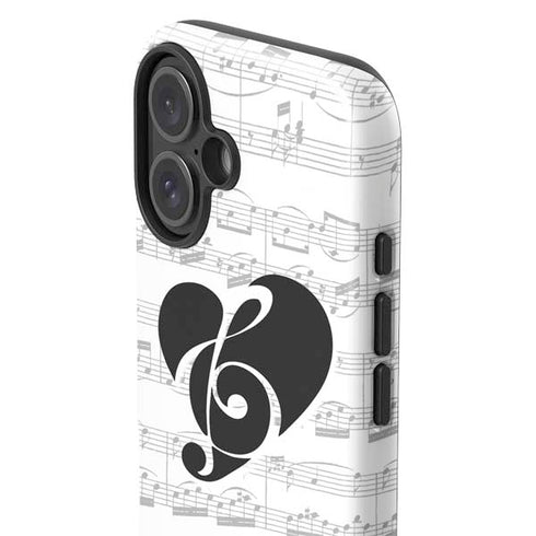 BW Musical Notes iPhone 16 Plus Impact Case