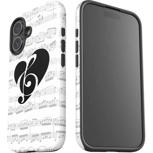 BW Musical Notes iPhone 16 Plus Impact Case