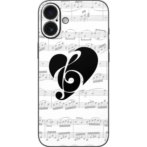 BW Musical Notes iPhone 16 Plus Skin