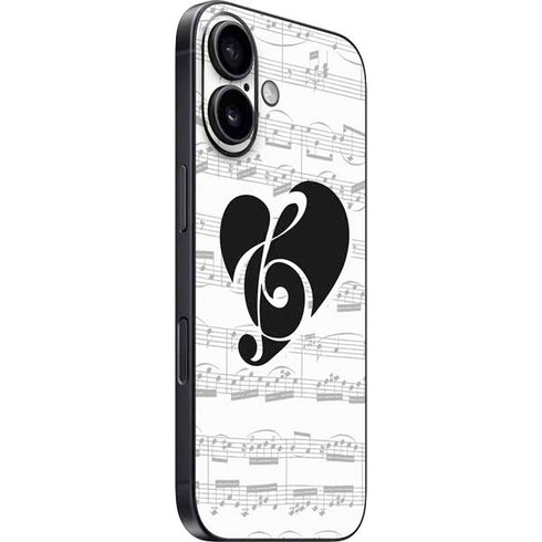 BW Musical Notes iPhone 16 Plus Skin