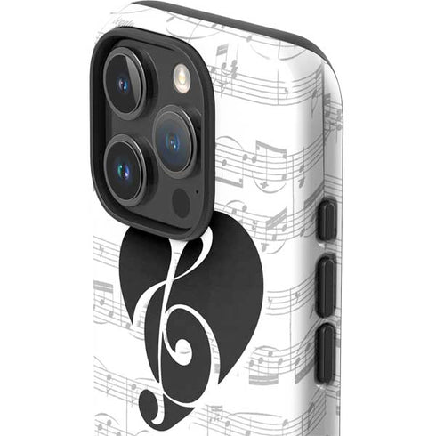 BW Musical Notes iPhone 16 Pro Max Impact Case
