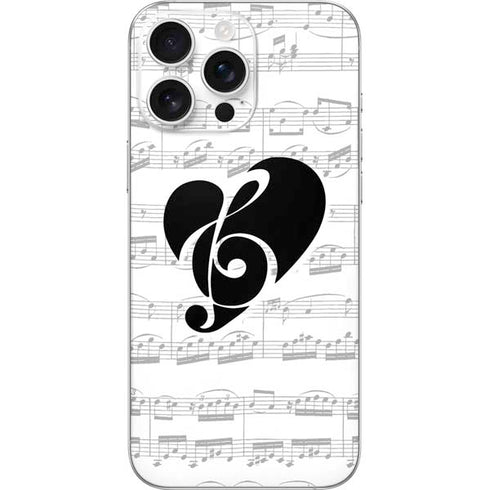 BW Musical Notes iPhone 16 Pro Max Skin
