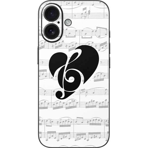 BW Musical Notes iPhone 16 Skin