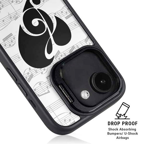 BW Musical Notes iPhone 16e Kickstand Case