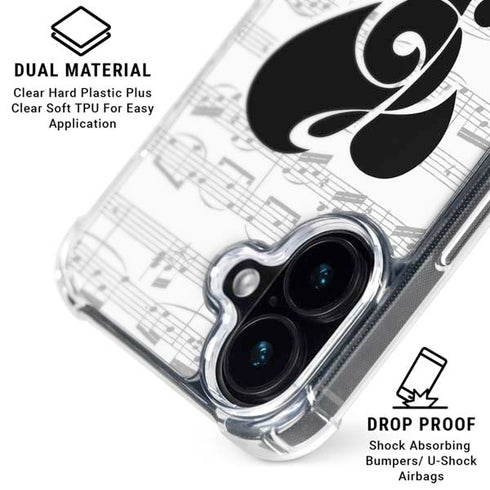 BW Musical Notes iPhone 17 Clear Case