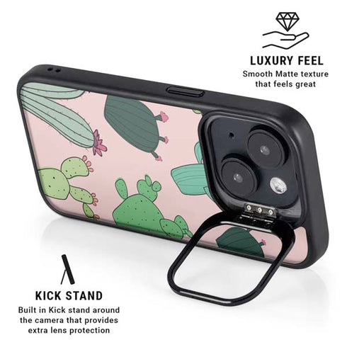 Cactus Print iPhone 15 Kickstand Case