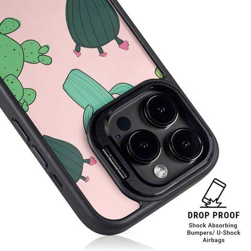 Cactus Print iPhone 15 Pro Kickstand Case
