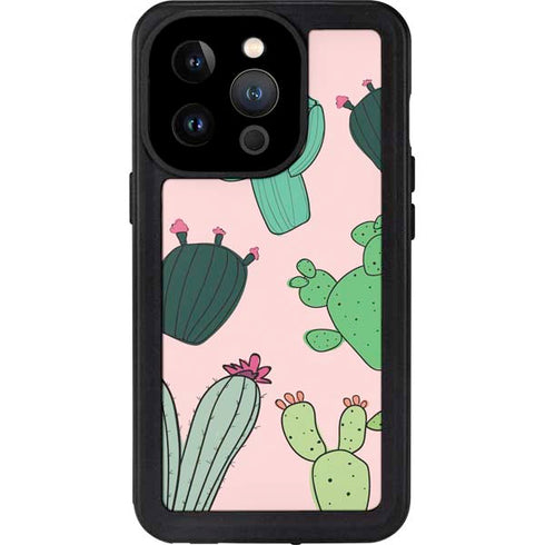 Cactus Print iPhone 15 Pro Waterproof Case