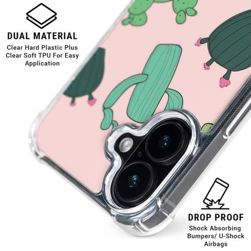 Cactus Print iPhone 16 Plus Clear Case