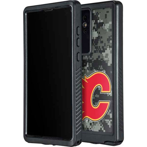 NHL Calgary Flames Camo Galaxy S24 Ultra Waterproof Case