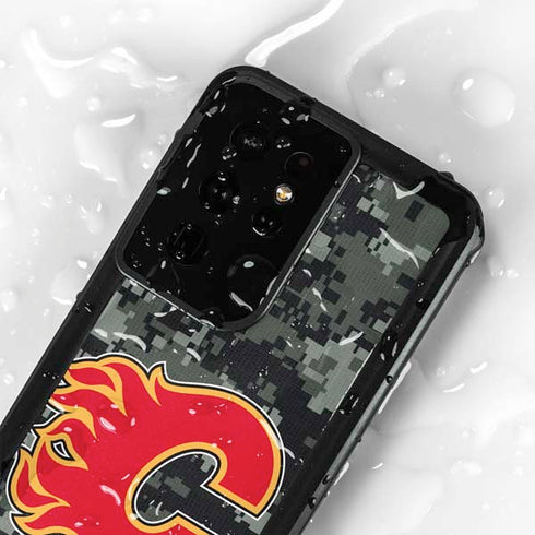 NHL Calgary Flames Camo Galaxy S24 Ultra Waterproof Case